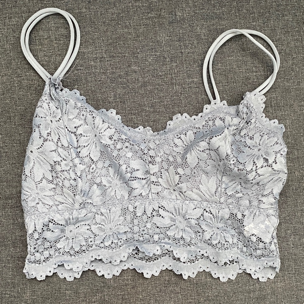 Lace Bralette in Light Gray blue